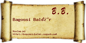 Bagossi Balár névjegykártya